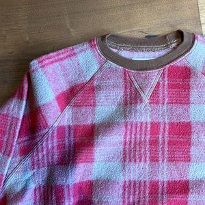 The Great Holiday Plaid College Sweatshirt, Fleece Crewneck Pullover, 0 XS Red